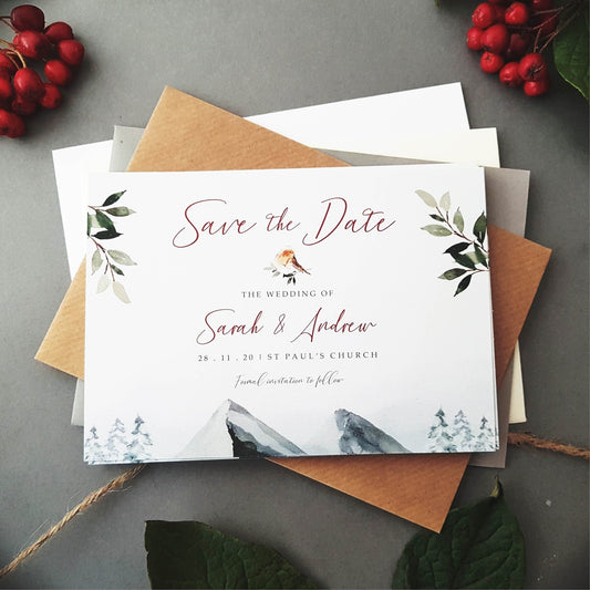 Winter save the date cards