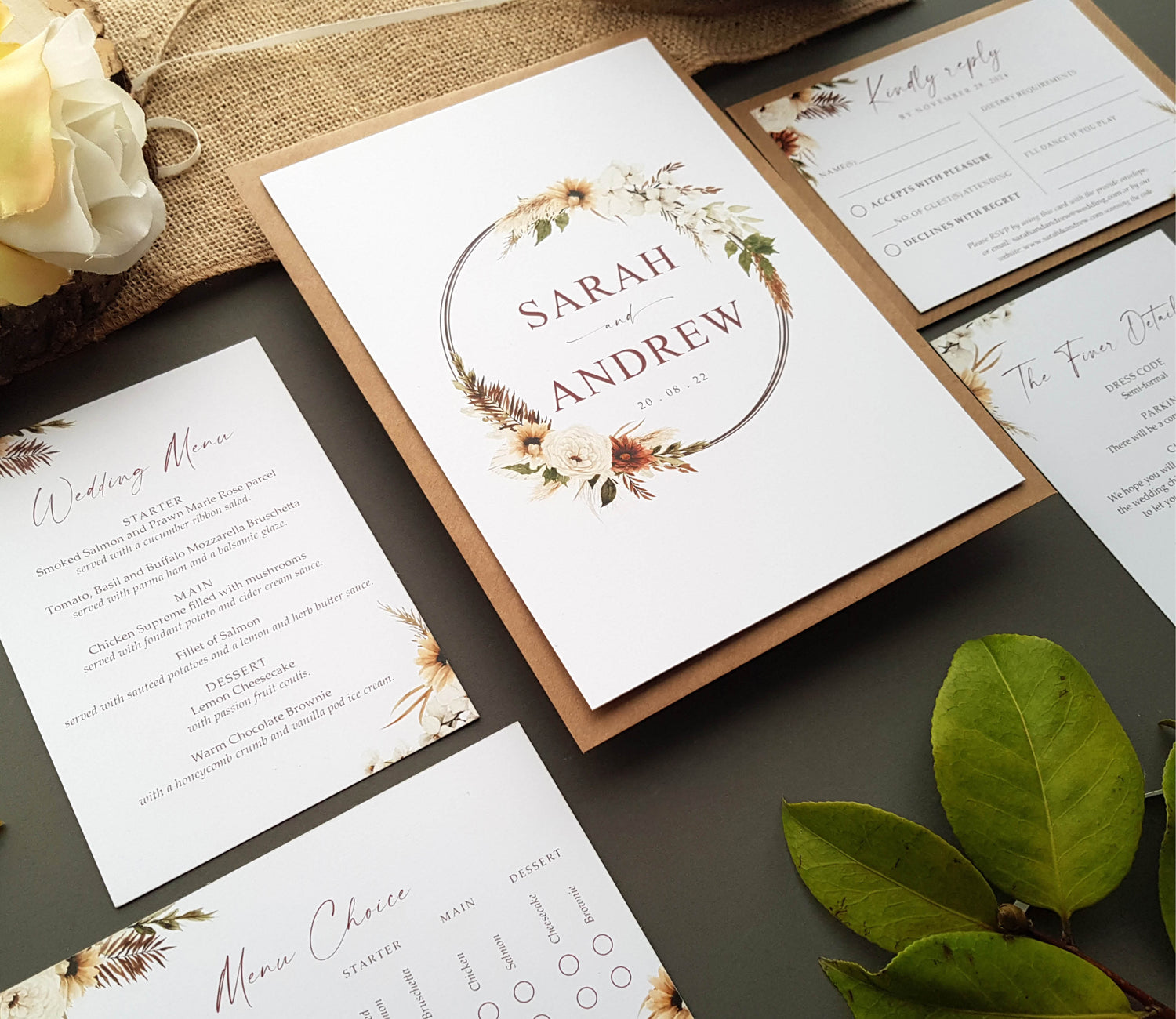 Boho wedding store invitations