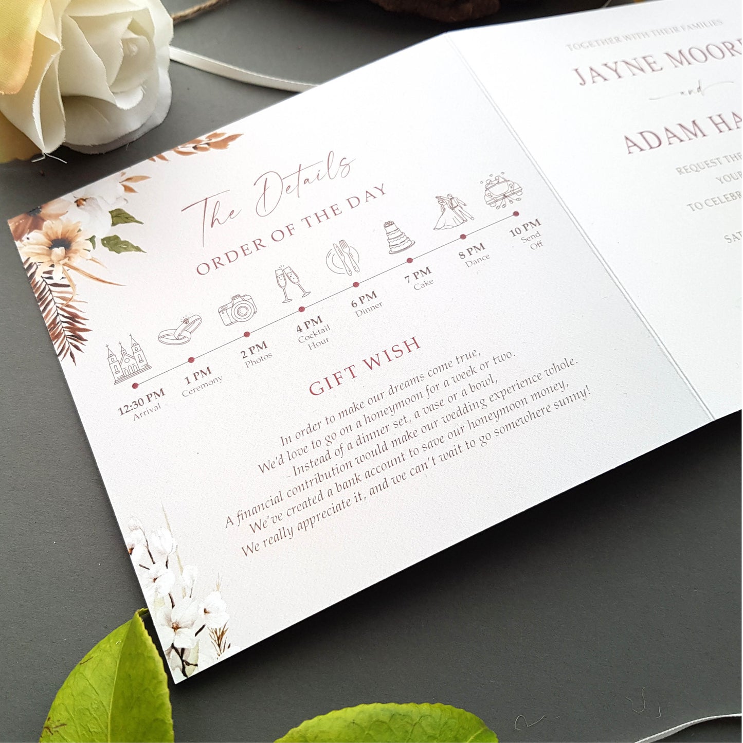 Boho Trifold Wedding Invitation Sample