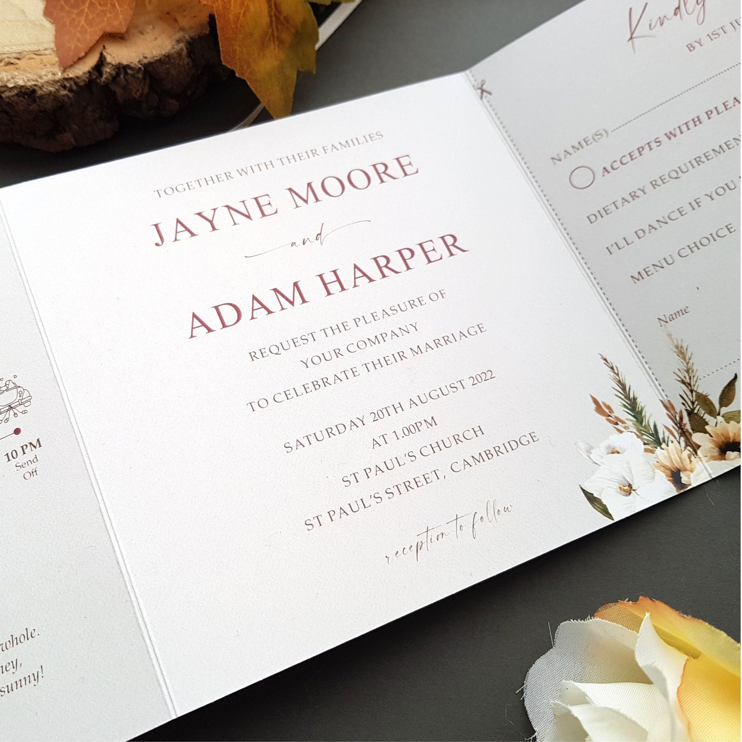 Boho Trifold Wedding Invitation Sample