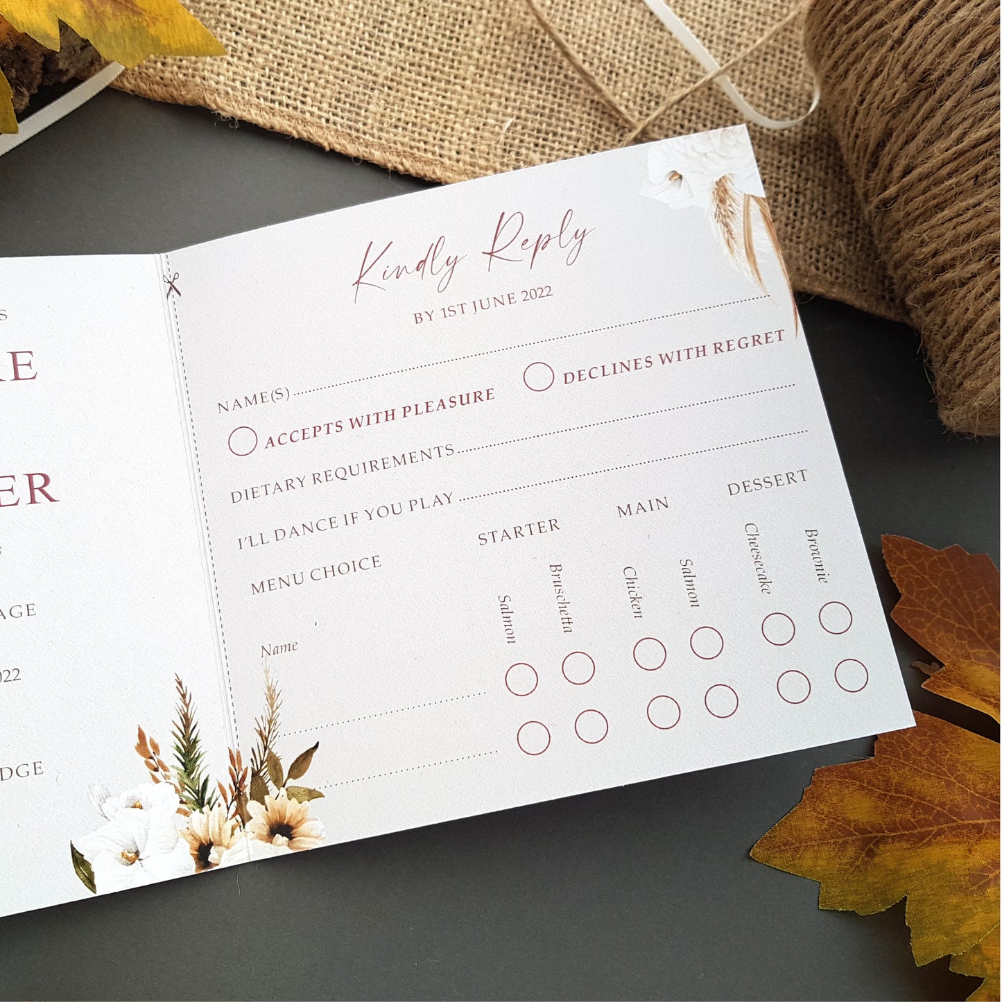 Boho Trifold Wedding Invitation Sample