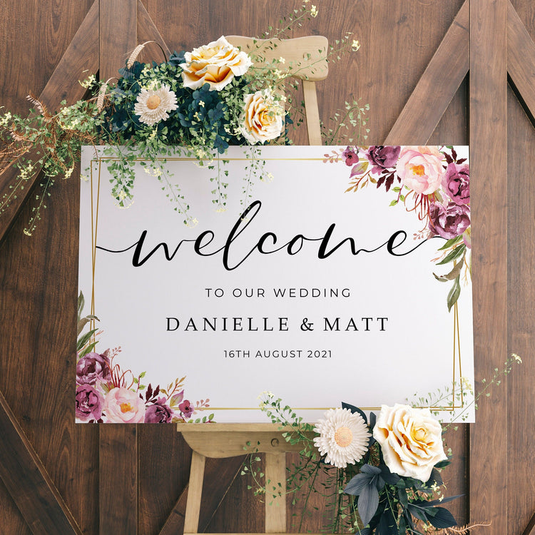 Wedding Welcome Sign  Blush Gold Wedding Sign