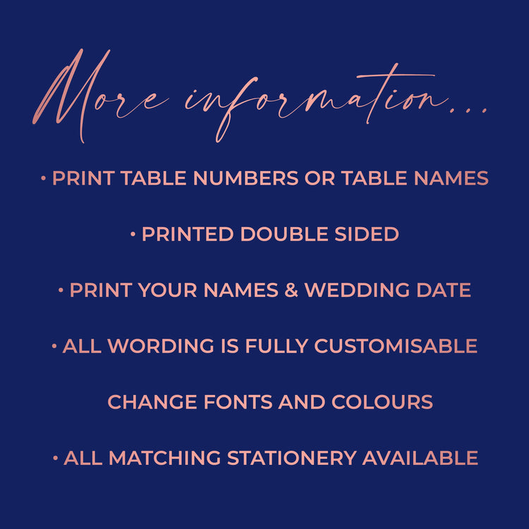 Wedding Table numbers or Table Names | Any Colour Font