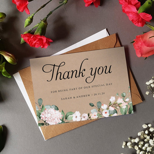 Blush Floral Wedding Thank You Cards