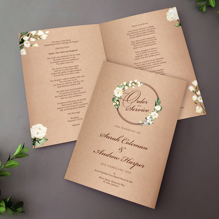 Be our guest Order of Service Booklets for Weddings