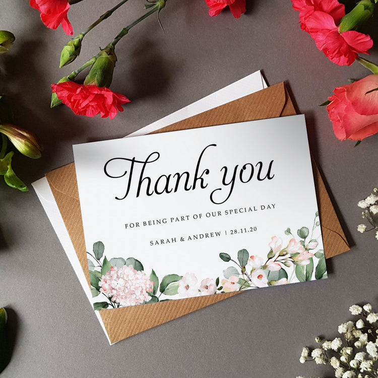 Blush Floral Wedding Thank You Cards