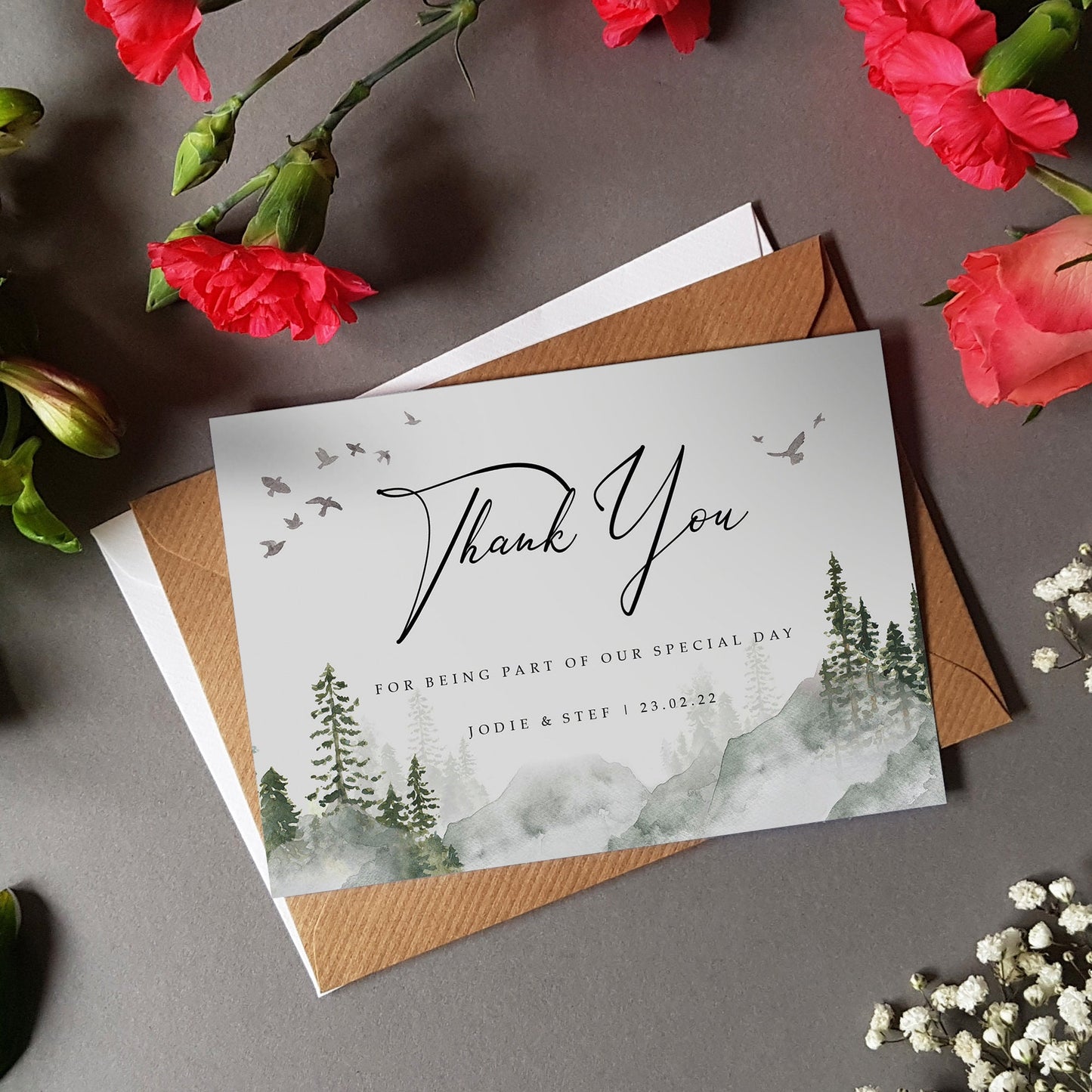 Misty Wedding Thank You Cards