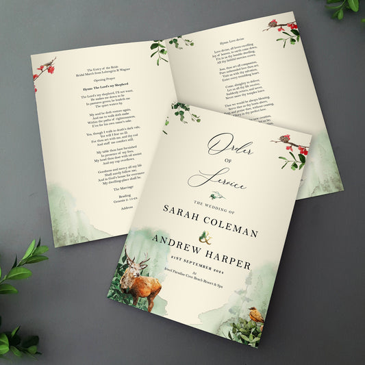 Forest Order of Service Booklets for Weddings