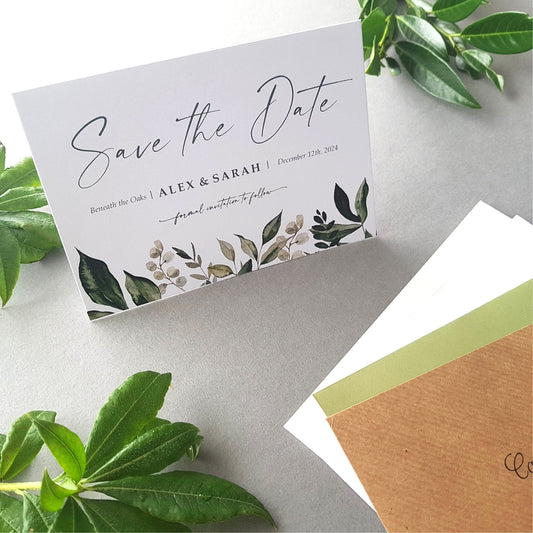 Greenery Save the Dates Cards