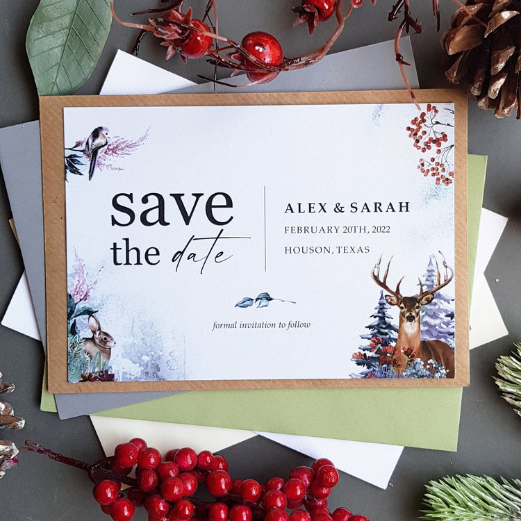 Winter Postcard Save the Dates Cards