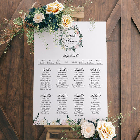 Wild Floral Table Plan Seating Chart Sign