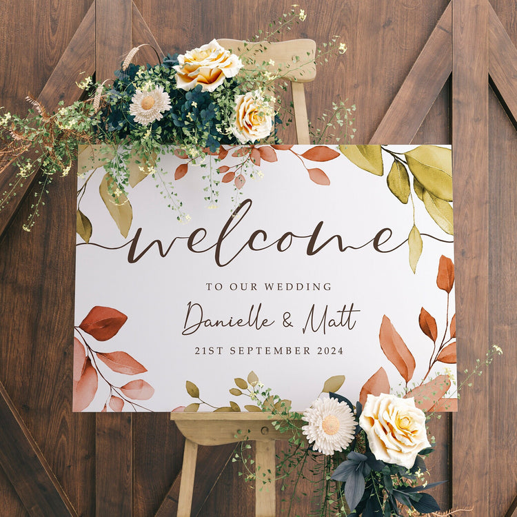 Autumn Eucalyptus Wedding Welcome Sign