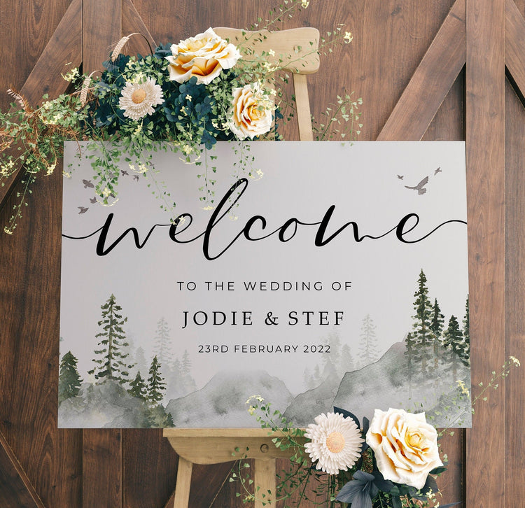 Wedding Welcome Sign  Misty Forest Wedding Sign