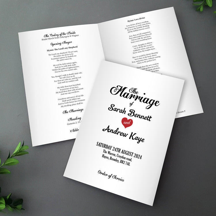 Minimalist Order of Service Booklets for Weddings