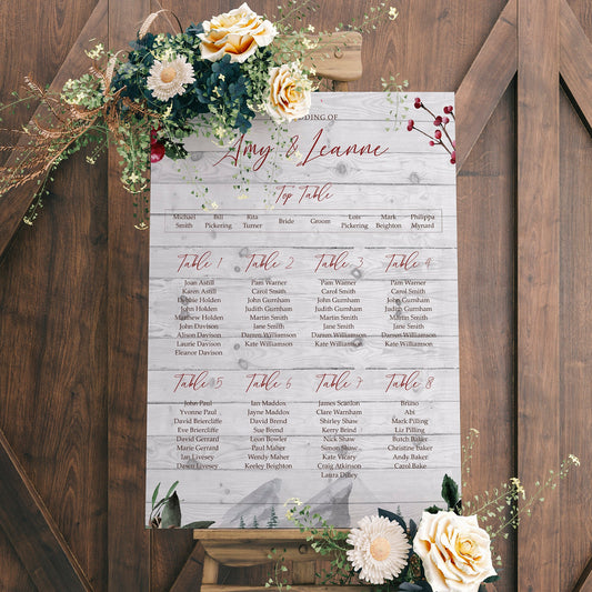 Winter Table Plan Seating Chart Sign