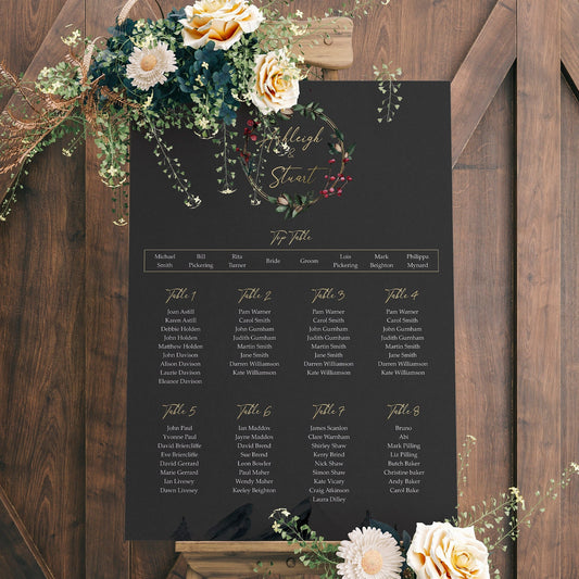 Winter Wedding Table Plan Wedding Seating Chart Sign