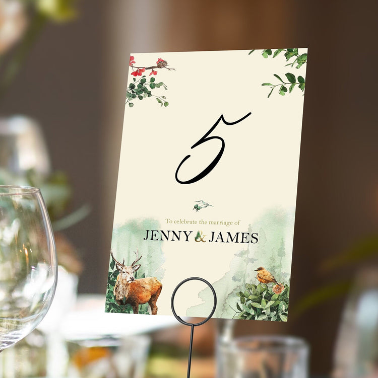 Woodland Forest Table numbers or Table Names