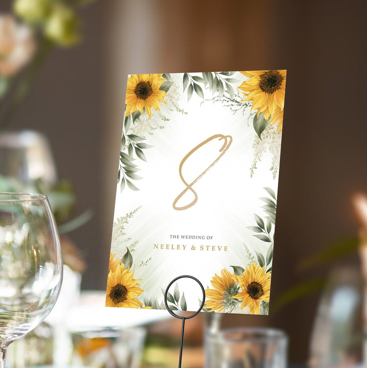 Sunflower Table numbers or Table Names