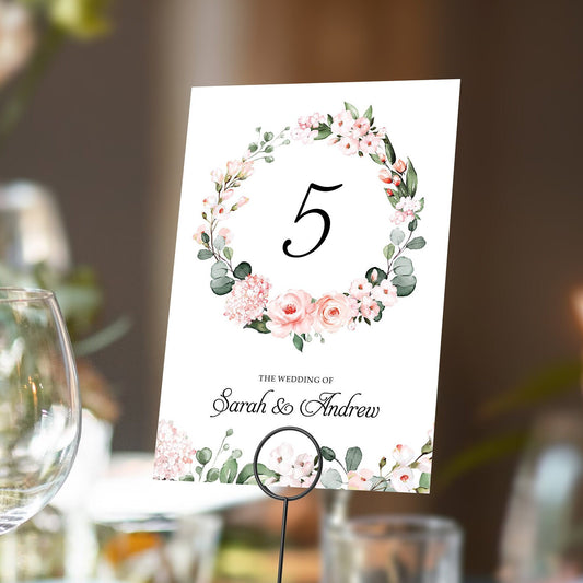 Blush Pink Floral Table Numbers or Table Names