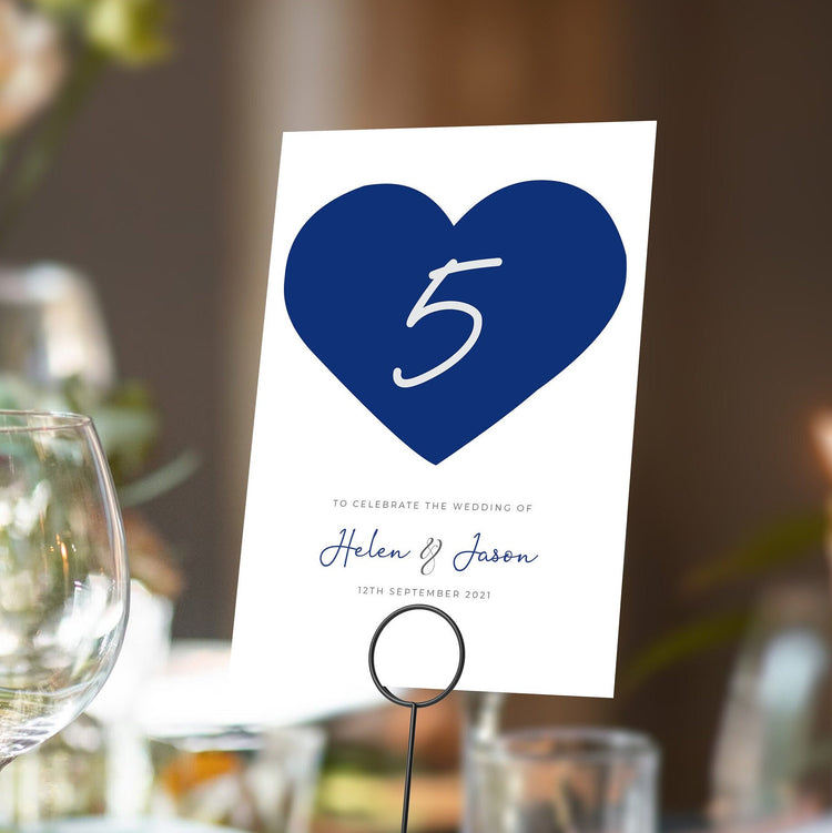 Heart Table numbers or Table Names - Any Colour Heart