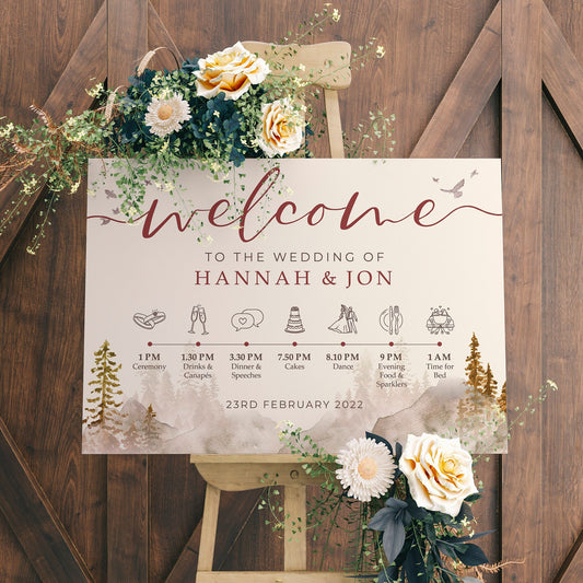Autumn Forest Order of the Day Wedding Welcome Sign