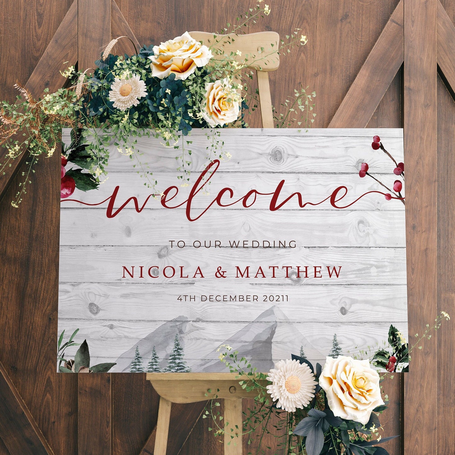 Winter Wedding Welcome Sign