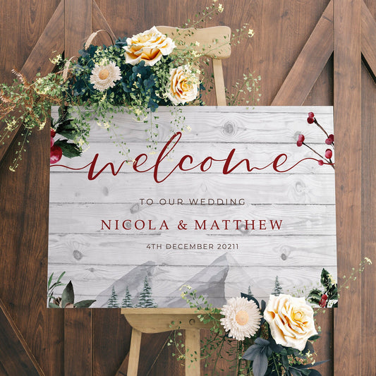 Winter Wedding Welcome Sign