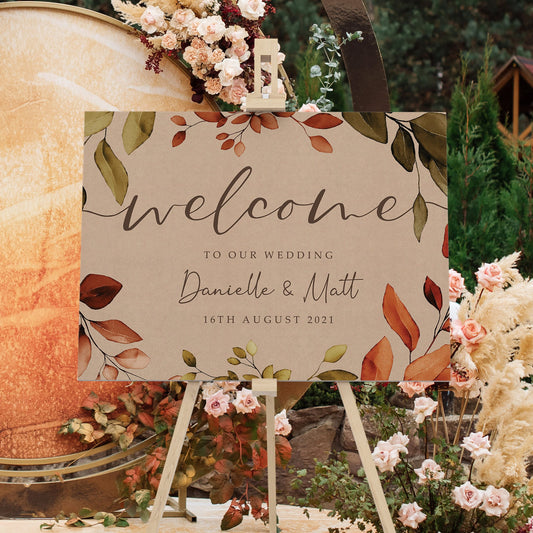 Autumn Fall Wedding Welcome Sign