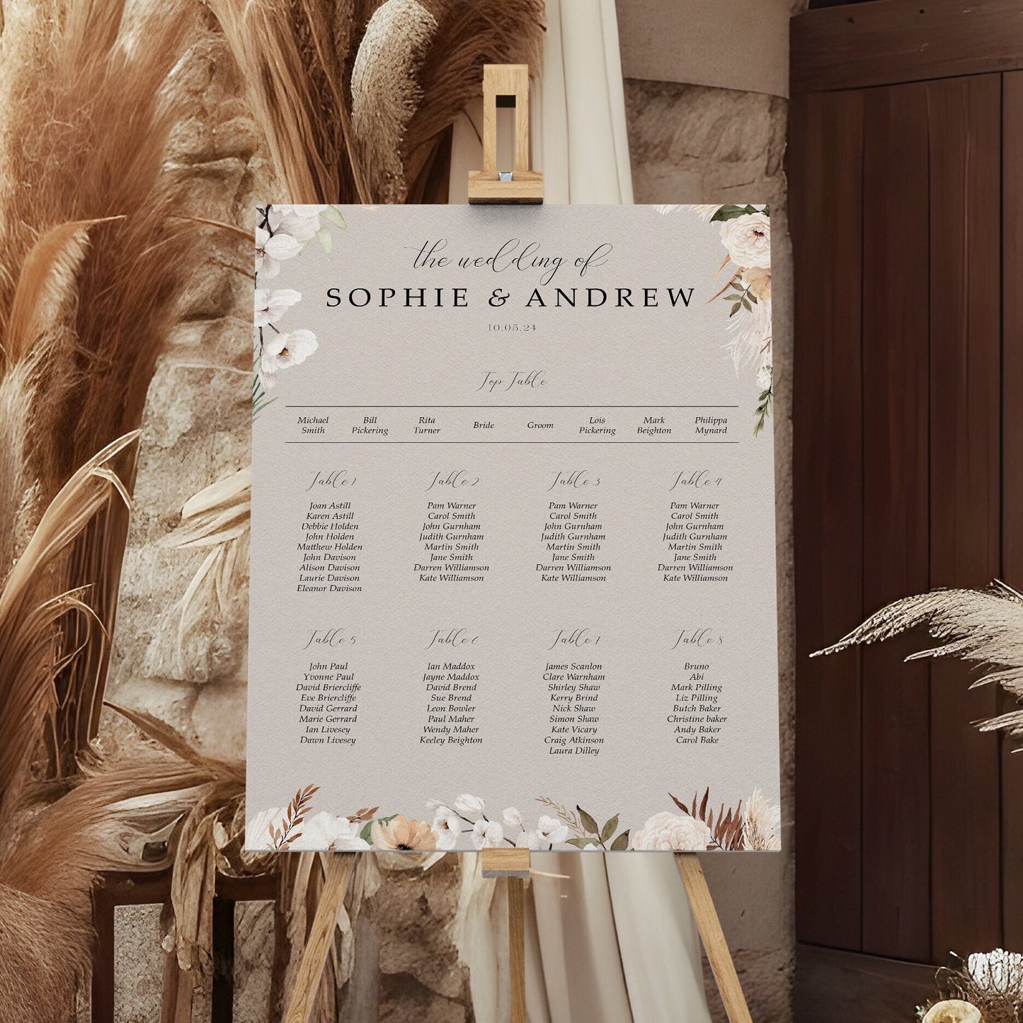 Boho Table Plan Seating Chart Sign