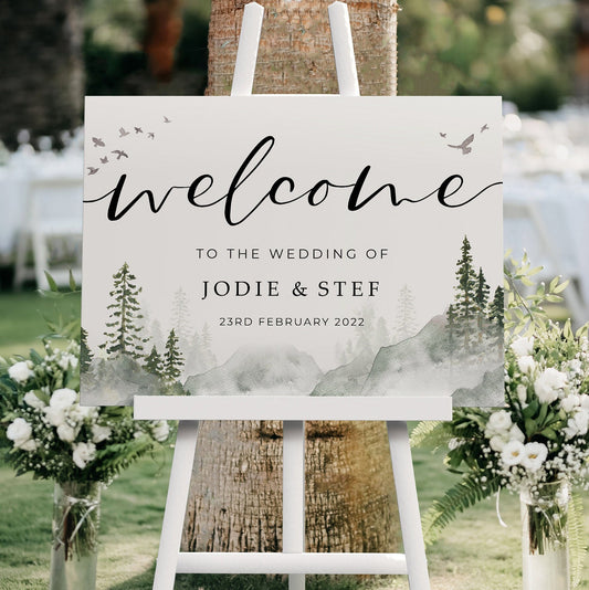 Wedding Welcome Sign  Misty Forest Wedding Sign