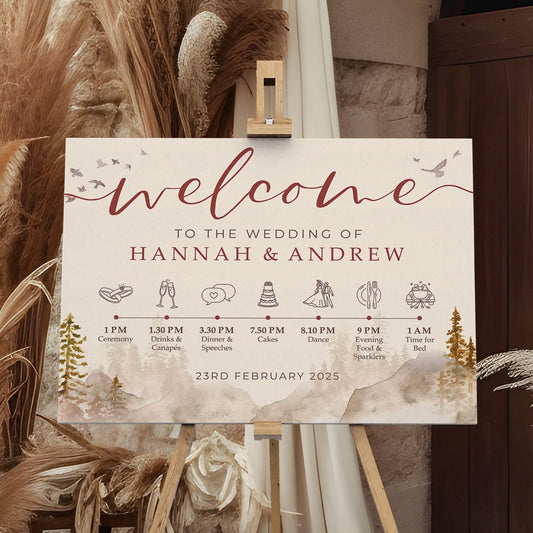 Autumn Forest Order of the Day Wedding Welcome Sign