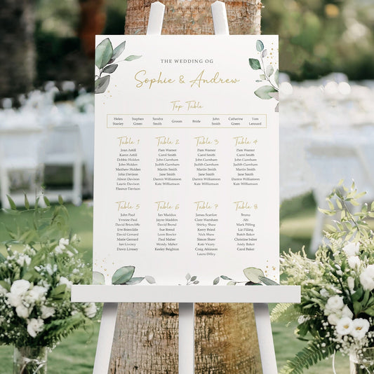 Eucalyptus Table Plan Wedding Seating Chart Sign