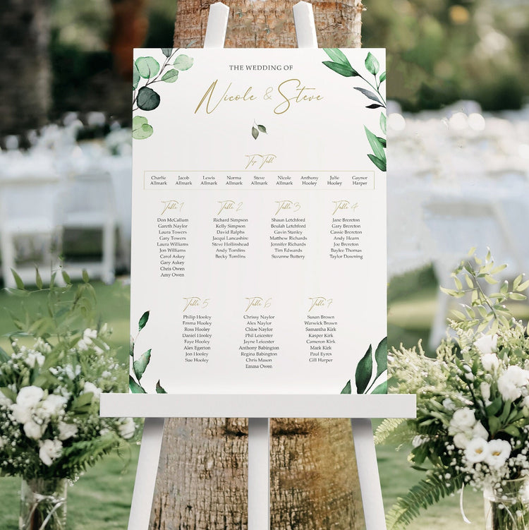 Botanical Wedding Table Plan Wedding Seating Chart Sign
