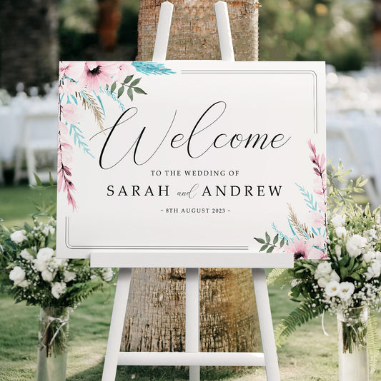 Blush Blue Wedding Welcome Sign