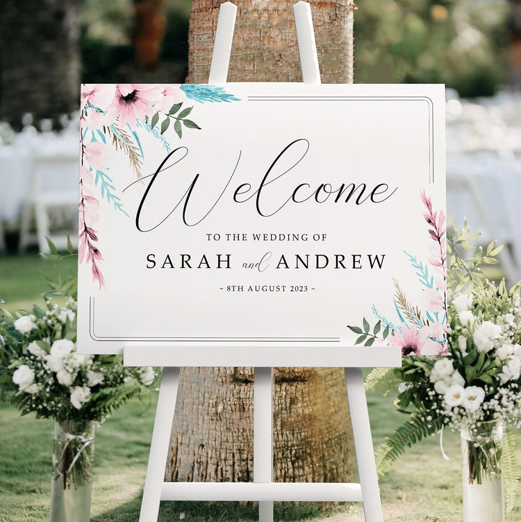 Blush Blue Wedding Welcome Sign