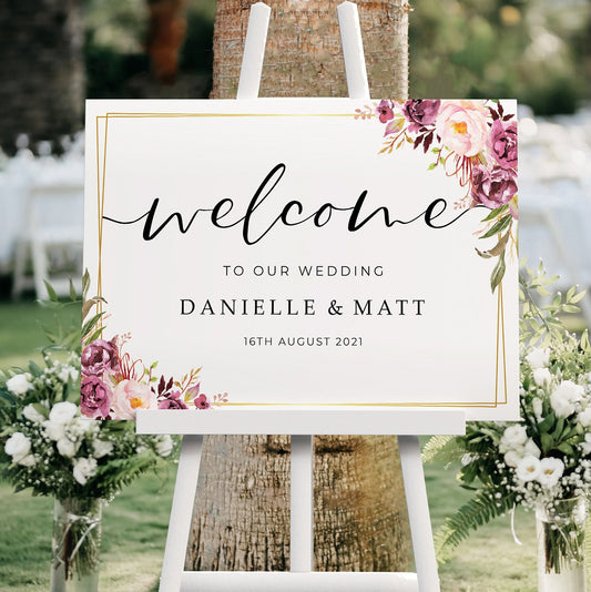 Wedding Welcome Sign  Blush Gold Wedding Sign