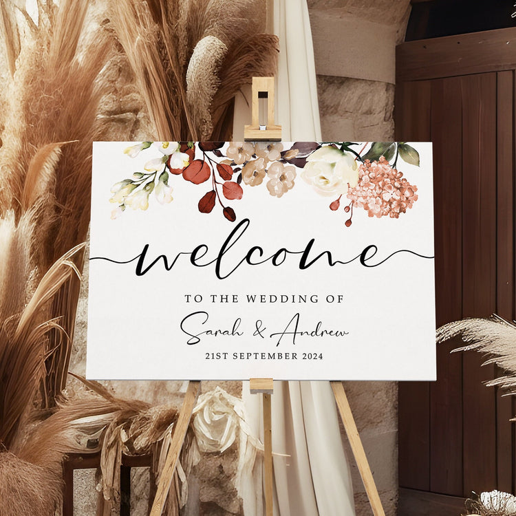 Boho Autumn Wedding Welcome Sign