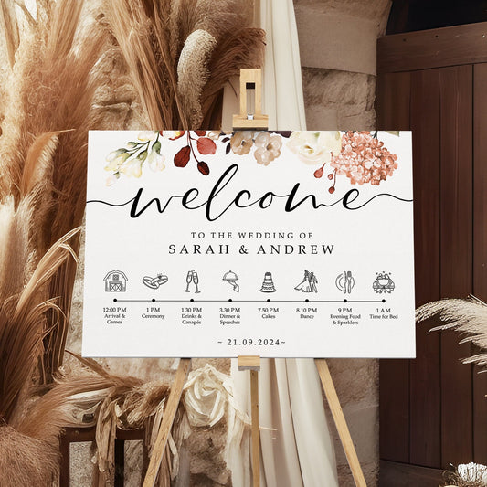 Boho Autumn Order of the Day Wedding Welcome Sign