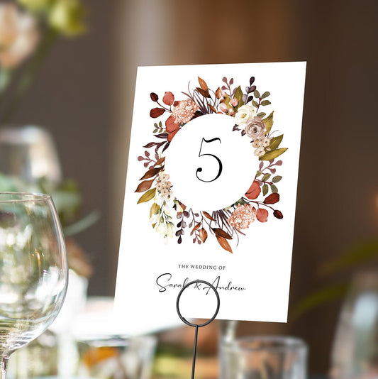 Boho Autumn Fall Table numbers or Table Names