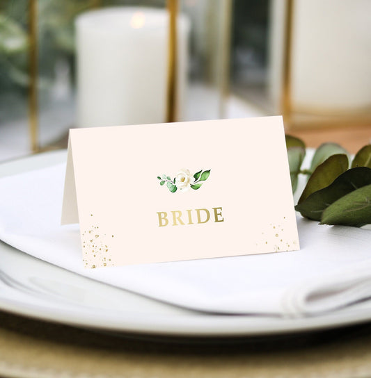 White Gold Wedding Place Cards