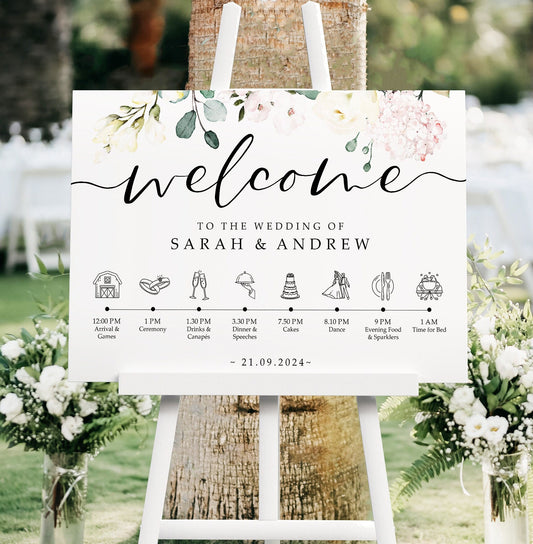 Wild Floral Order of the Day Wedding Welcome Sign