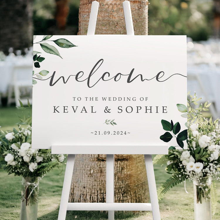 Greenery Wedding Welcome Sign  Eucalyptus