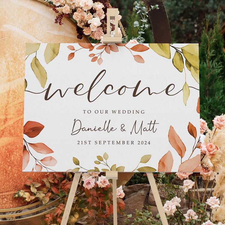 Autumn Eucalyptus Wedding Welcome Sign