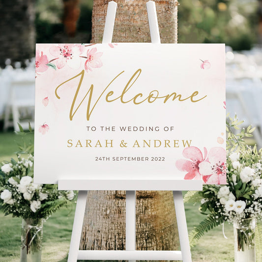 Cherry Blossom Wedding Welcome Sign