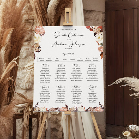 Boho Autumn Table Plan Seating Chart Sign