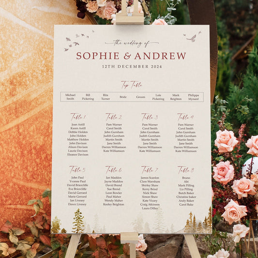 Misty Autumn Table Plan Seating Chart Sign