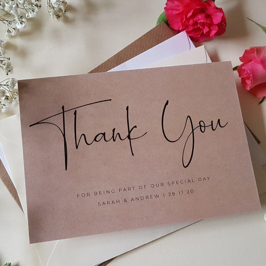 kraft Wedding Thank You Cards
