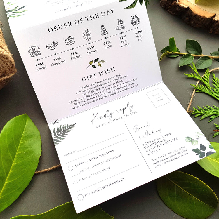 Greenery Concertina Wedding Invitations