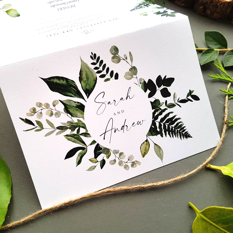 Greenery Concertina Wedding Invitations