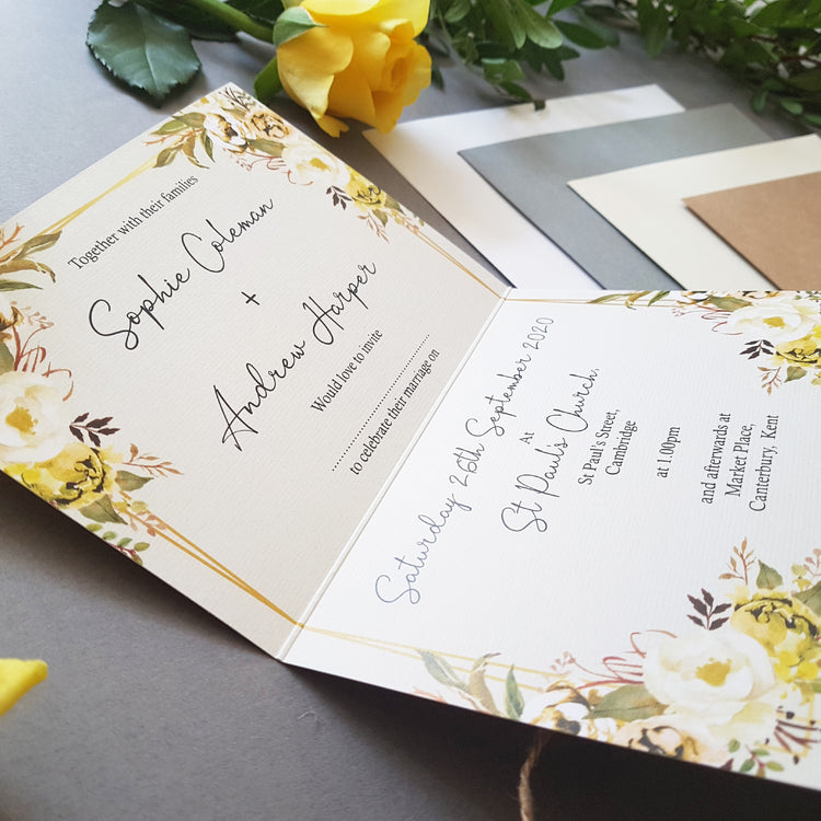 Spring Floral  Concertina Wedding Invitations, Tag & Twine Sample